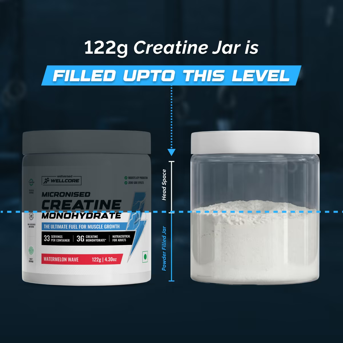Wellcore Micronised Creatine Monohydrate, 122g