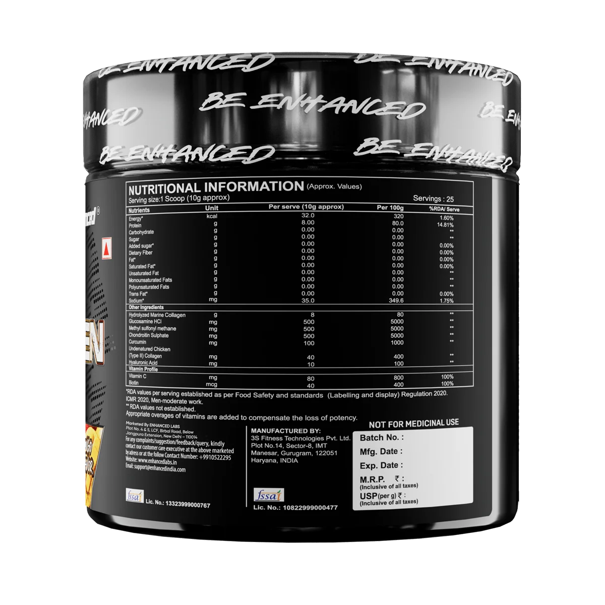 Enhanced Labs Collagen Powder 250g | 25 Servings