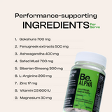 BE Wellness Alpha Men's Supplement | Ashwagandha, Safed Musli, Fenugreek & Ginseng | 60 Capsules