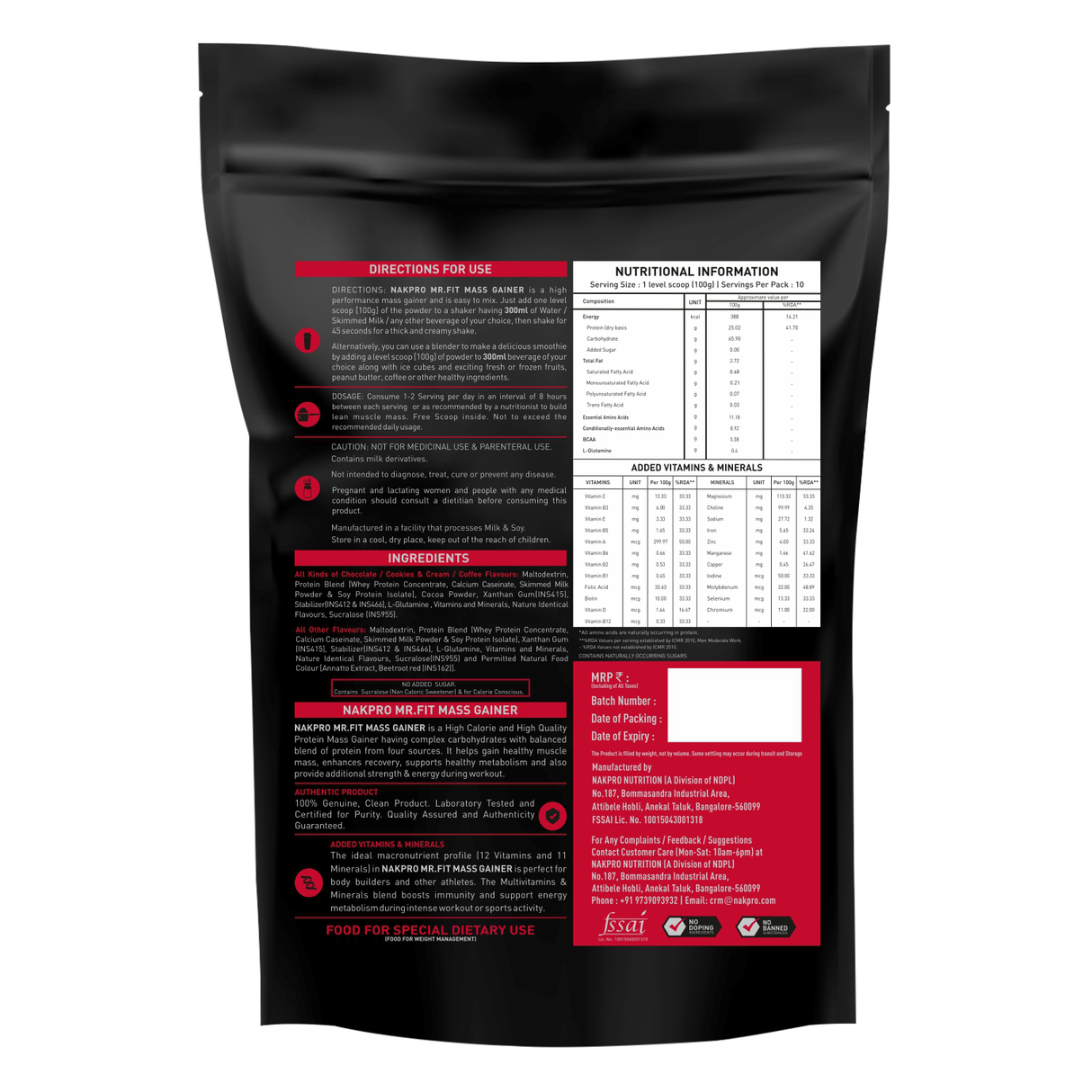 NAKPRO Mr.Fit Mass Gainer 1 Kg