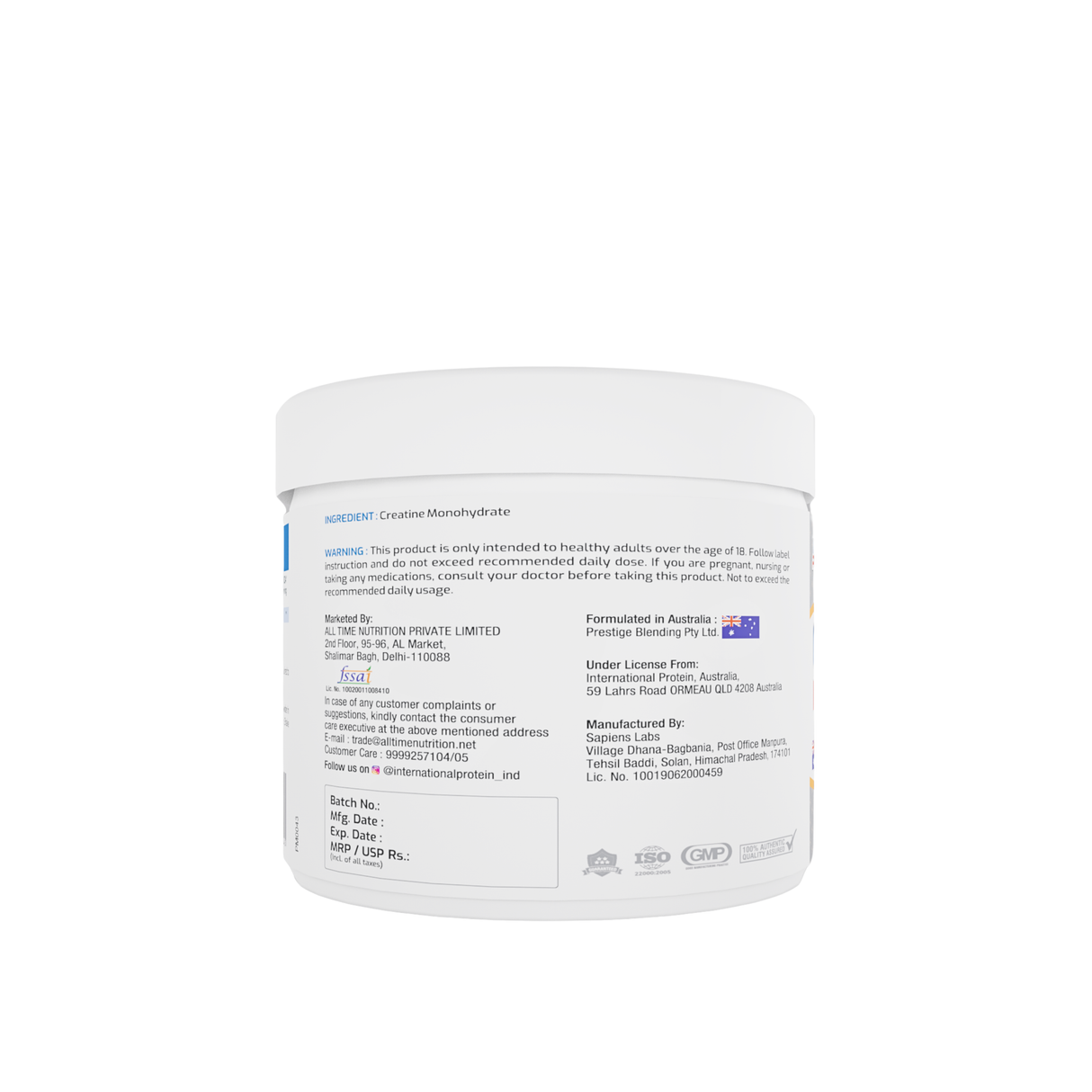 International Protein Creatine Monohydrate 100g - 33 Servings