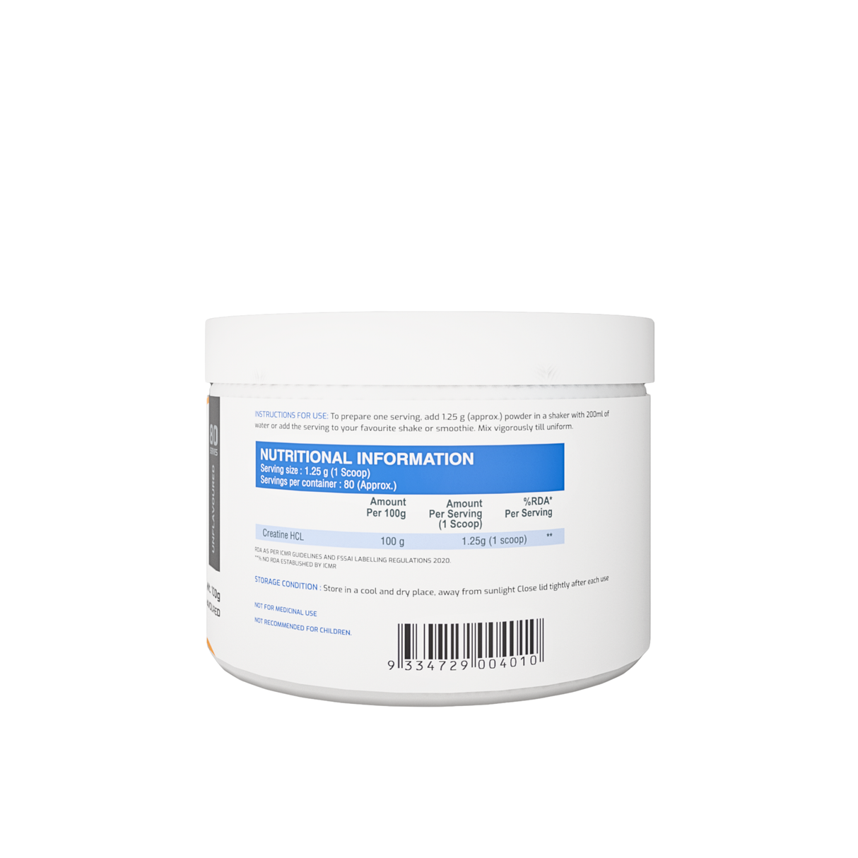 International Protein Creatine HCL 100g - 80 Servings