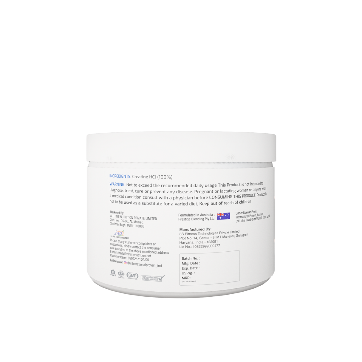 International Protein Creatine HCL 100g - 80 Servings