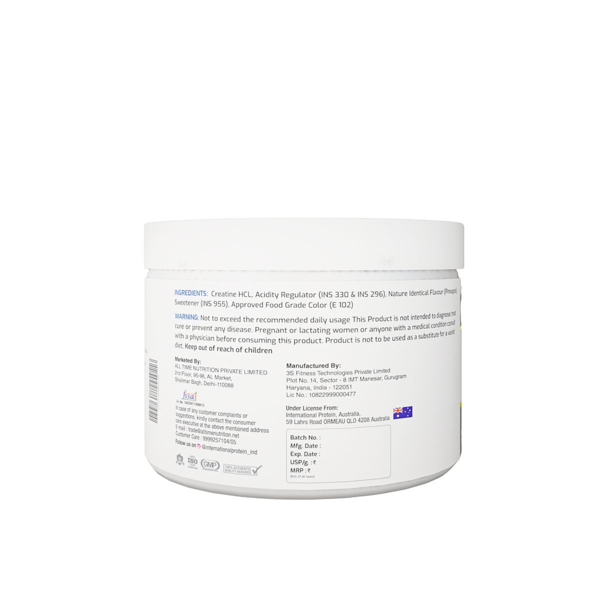 International Protein Creatine HCL 100g - 80 Servings