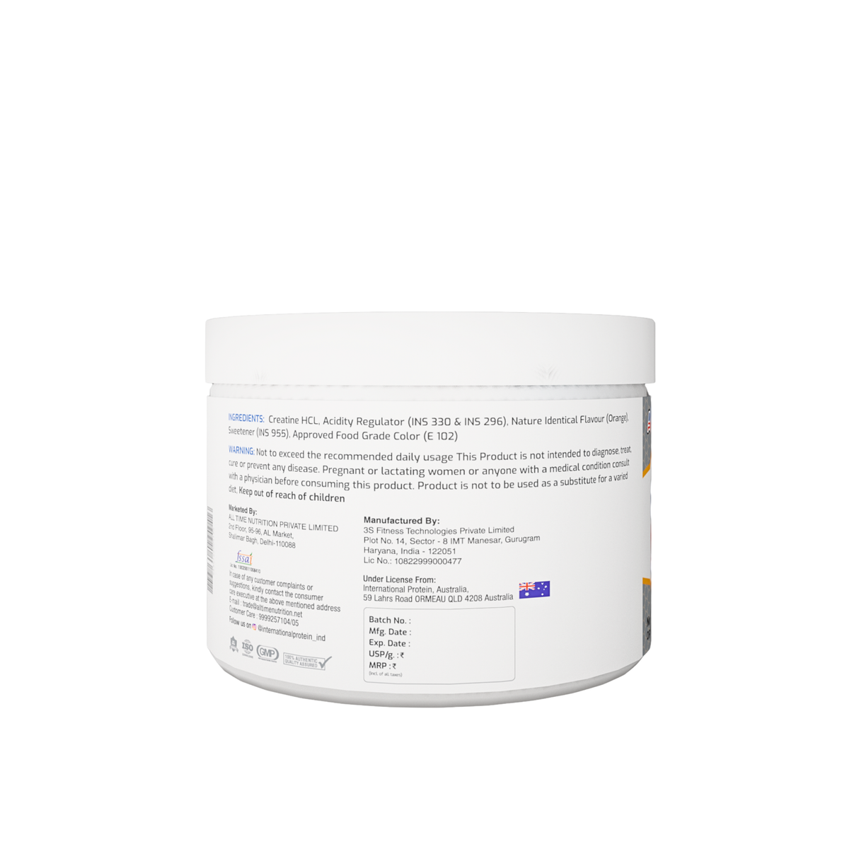 International Protein Creatine HCL 100g - 80 Servings