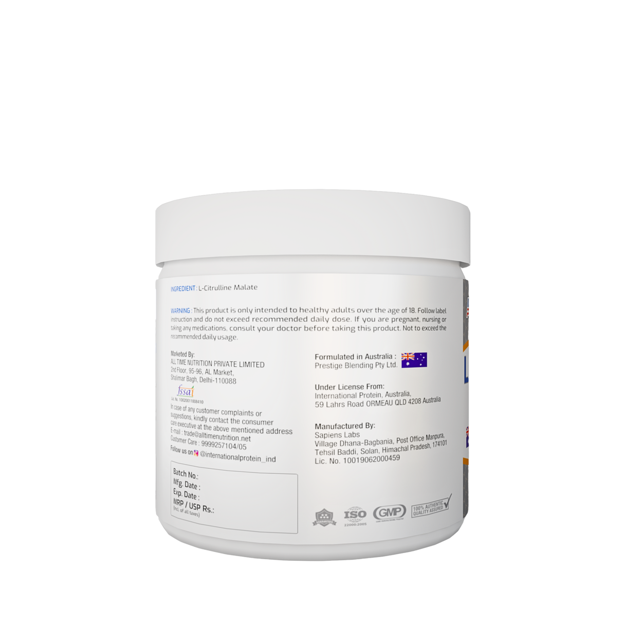 International Protein Citrulline Malate 100g - 50 Servings
