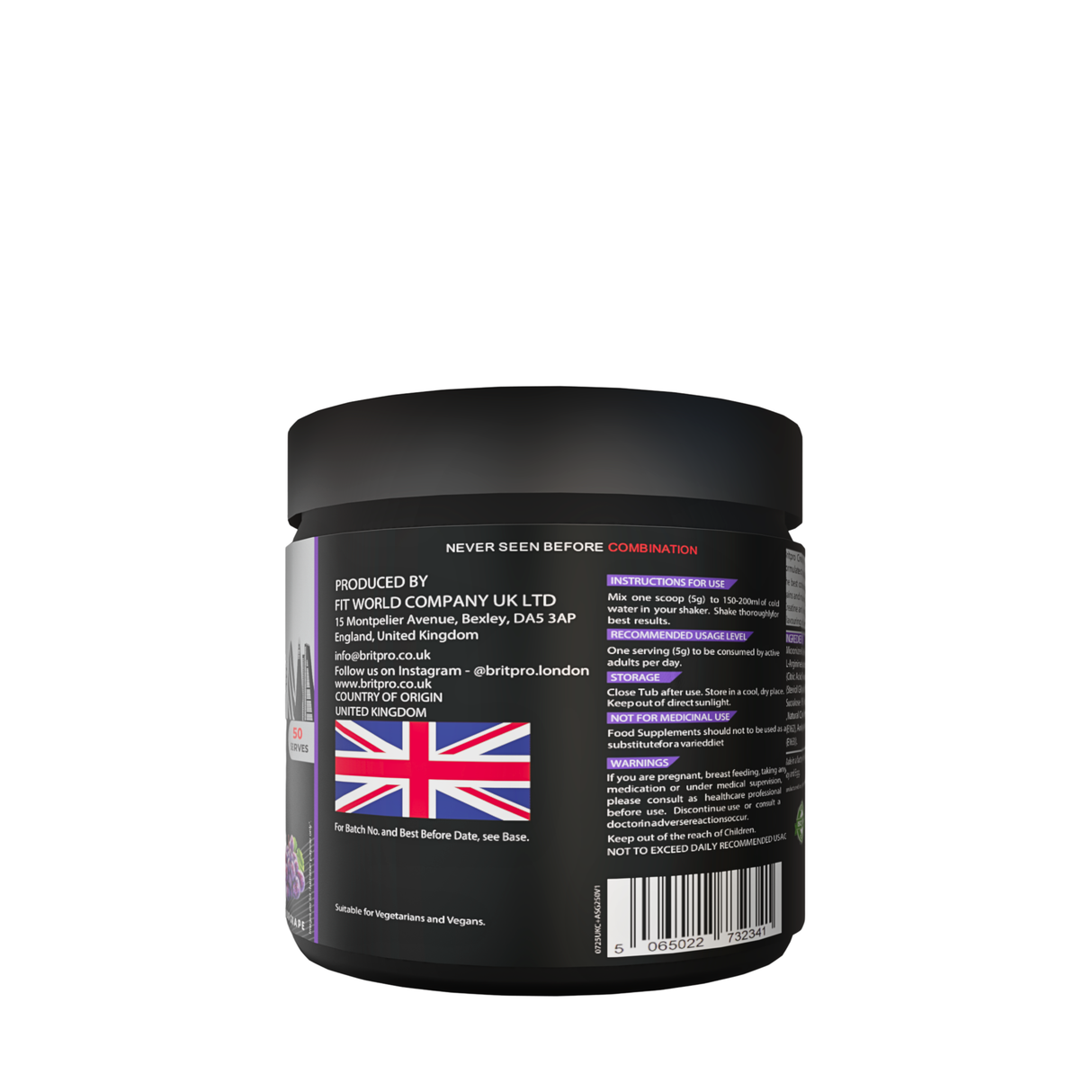 BRITPRO London Creatine + Arginine 250G - 50 Servings