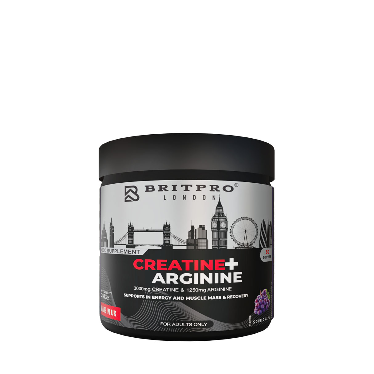 BRITPRO London Creatine + Arginine 250G - 50 Servings