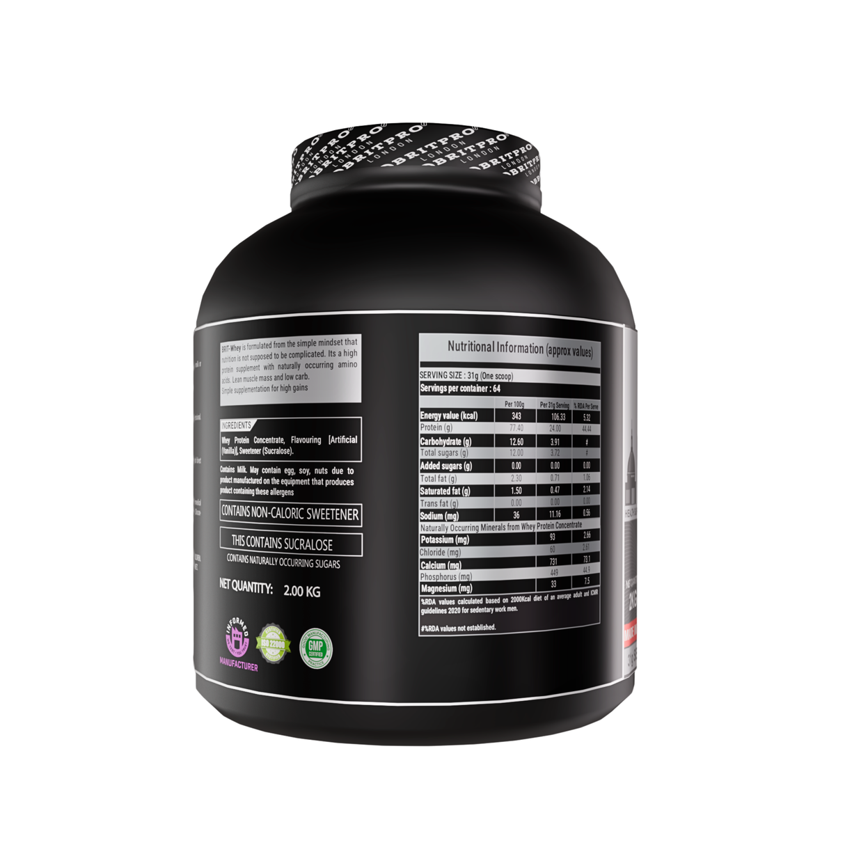 BRITPRO London BRIT Whey 2KG - 64 Servings