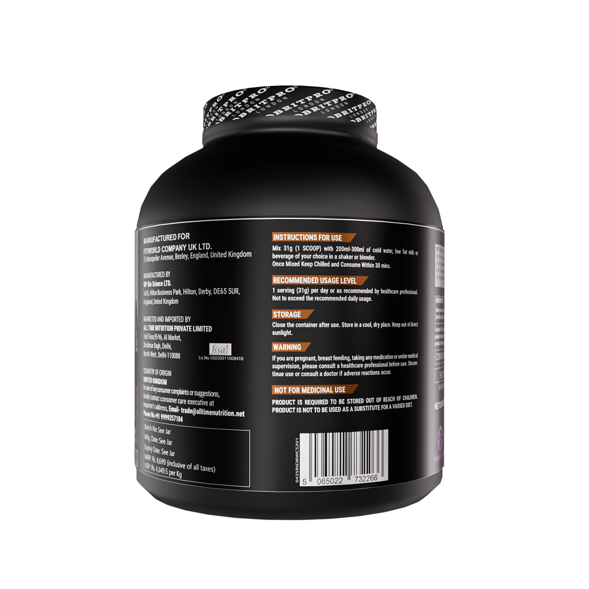 BRITPRO London BRIT Whey 2KG - 64 Servings