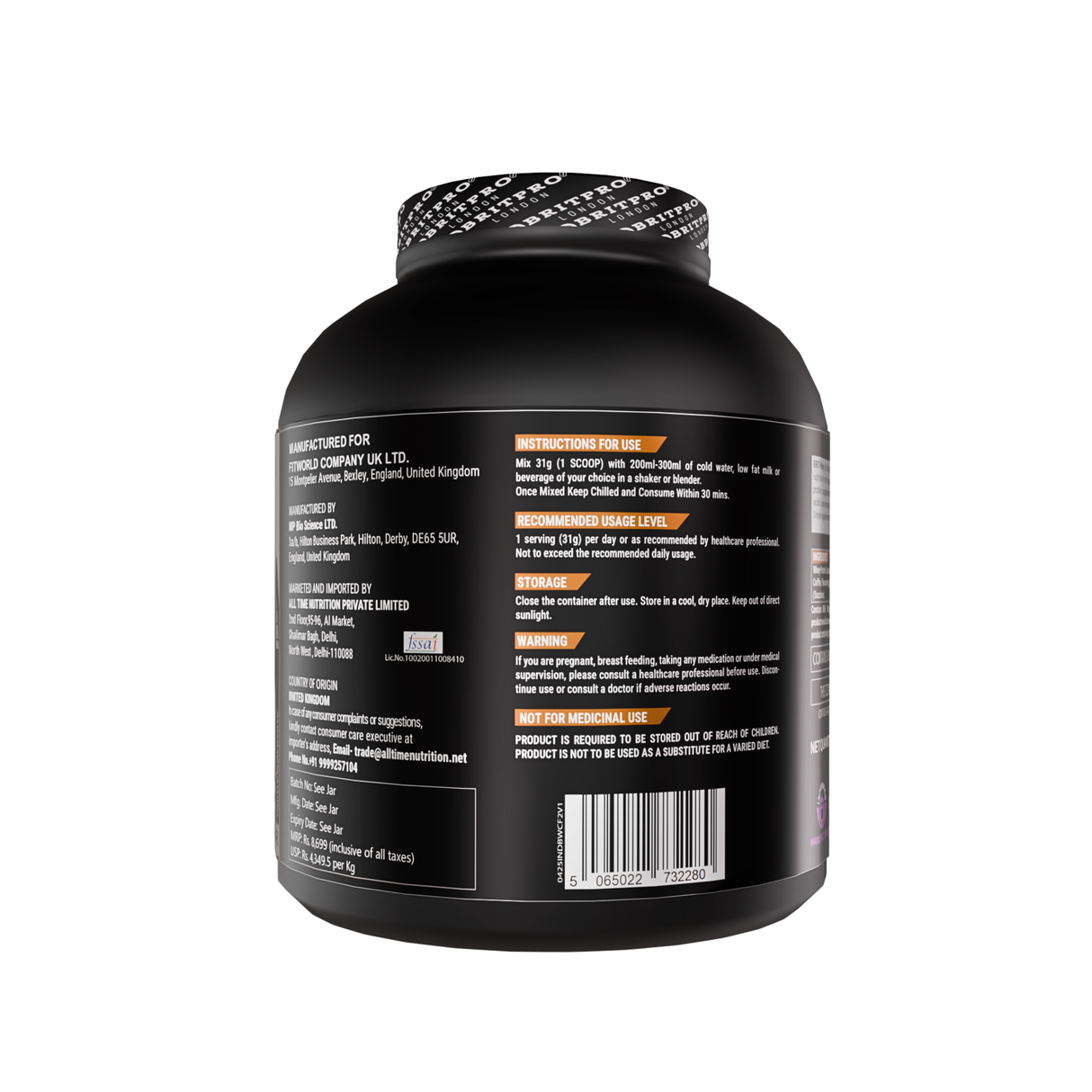 BRITPRO London BRIT Whey 2KG - 64 Servings