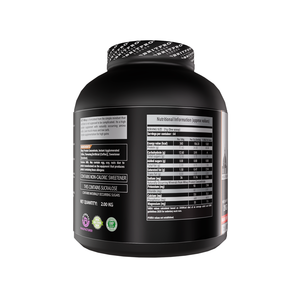 BRITPRO London BRIT Whey 2KG - 64 Servings