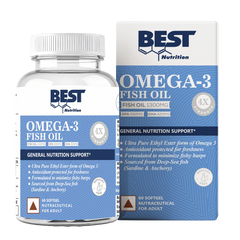 Best Nutrition 4X Omega 3 Fish Oil | 1300 mg High Strength Softgels | 60 Tablets