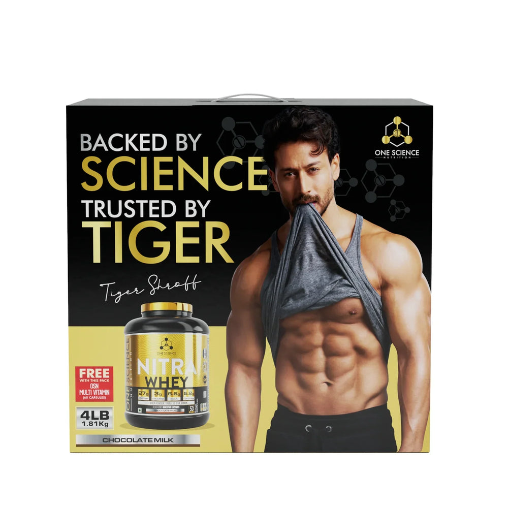 One Science Nitra Whey 4 Lbs with Multivitamins 60 Tablets | 27g Protein, 3 Creatine Per Serving | Complete Stack