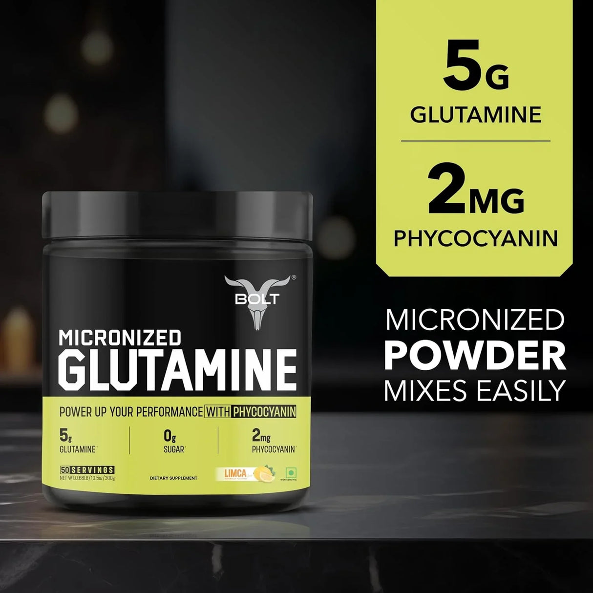 Bolt Nutrition Pure L-Glutamine Powder 250g, 50 Servings