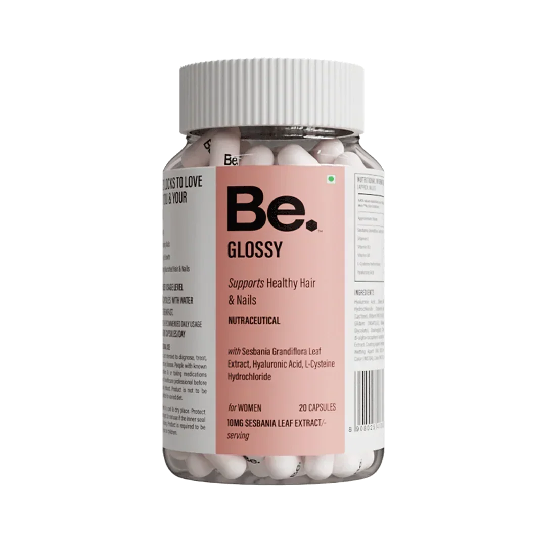 BE Wellness Glossy Hair & Nail Supplement | L-Cysteine, Hyaluronic Acid & Vitamin E | 20 Veg Capsules