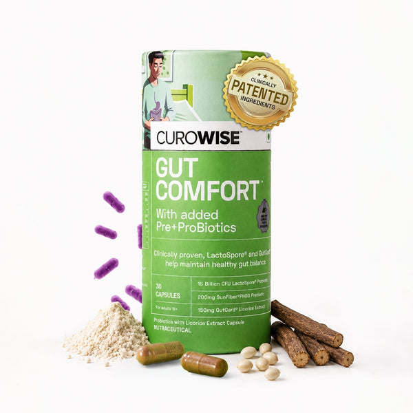 Curowise Gut Comfort | Prebiotic & Probiotic Formula | 30 Capsules