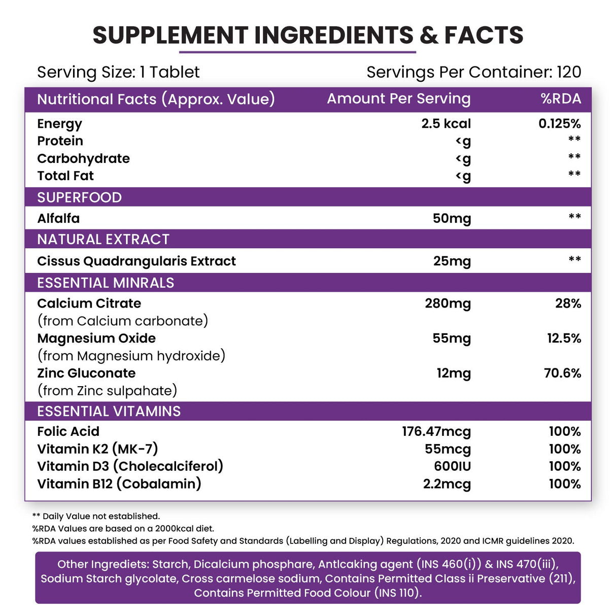 Himalayan Organics, Alfalfa Calcium Citrate Malate, 1200mg 