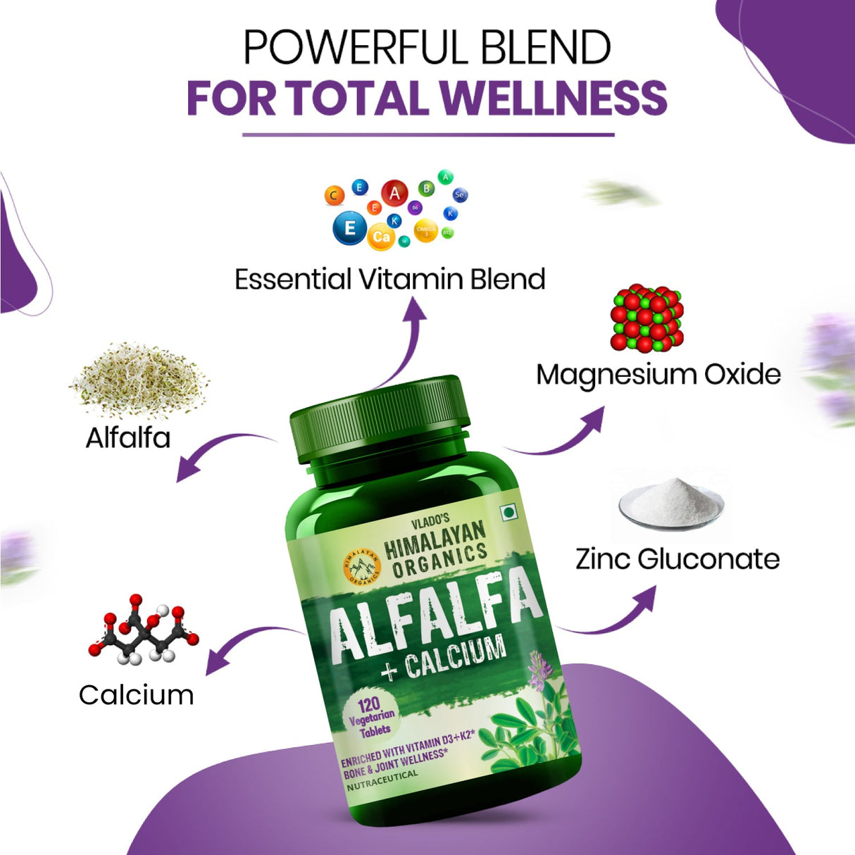 Himalayan Organics, Alfalfa Calcium Citrate Malate, 1200mg 