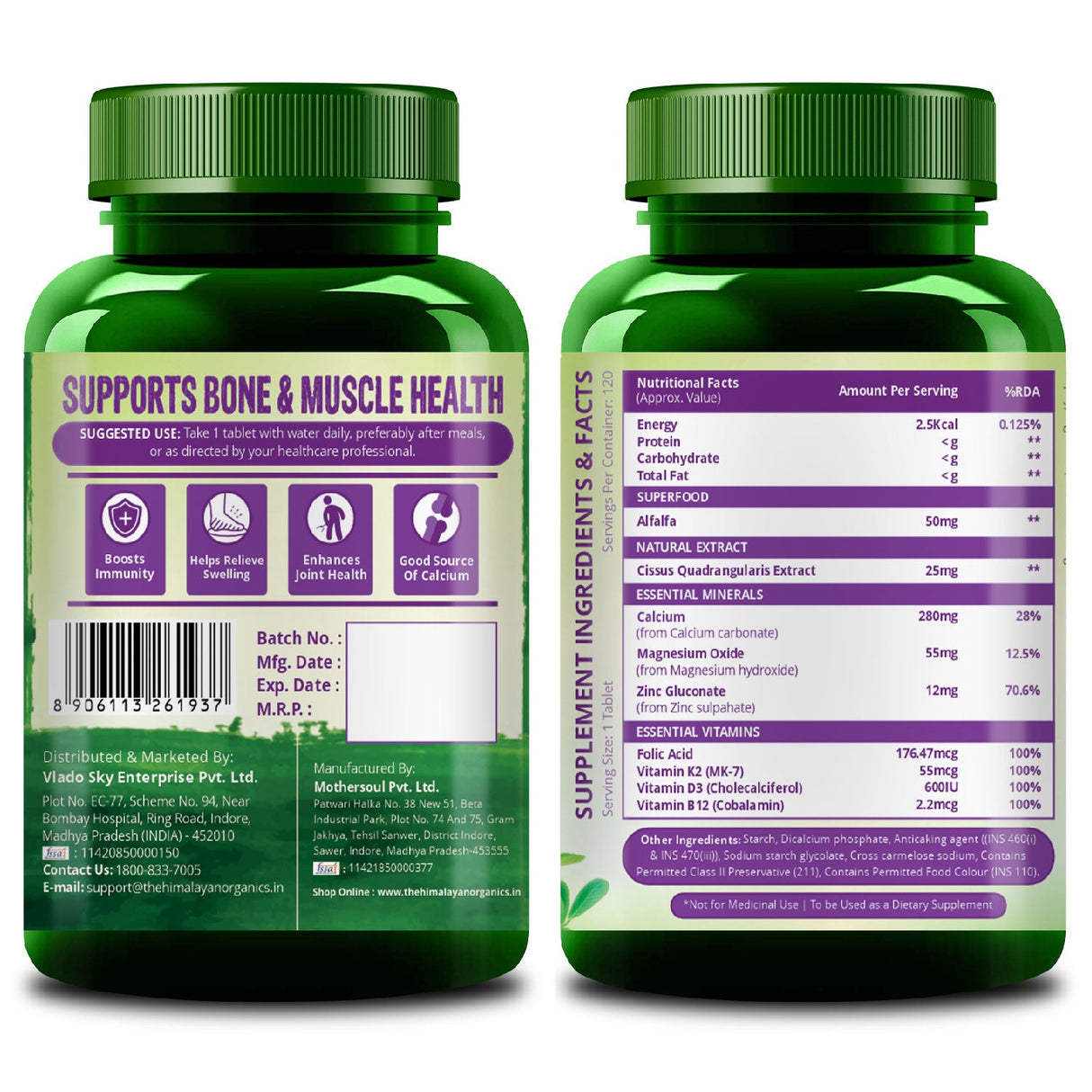 Himalayan Organics, Alfalfa Calcium Citrate Malate, 1200mg 
