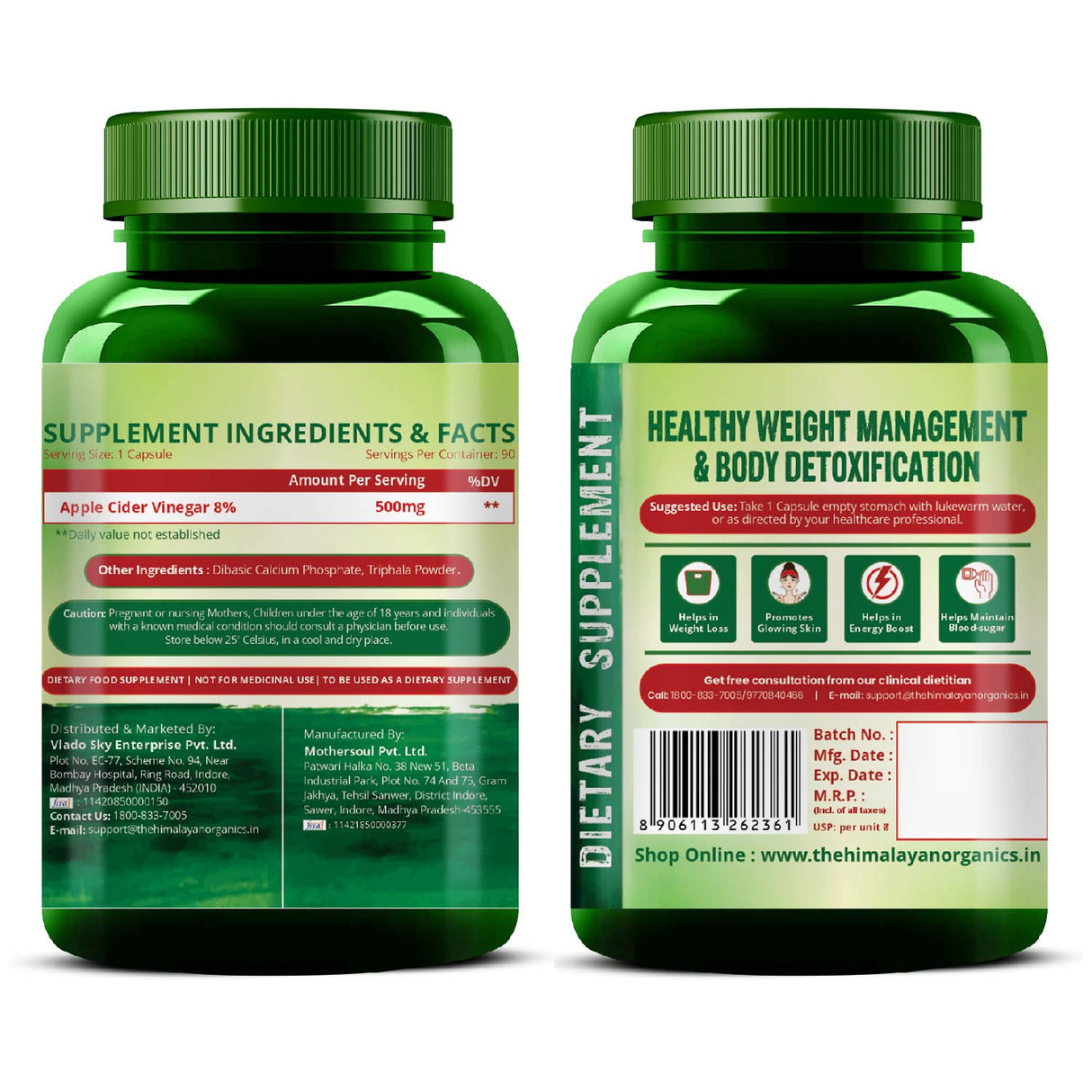 Himalayan Organics, Apple Cider Vinegar, 500mg 