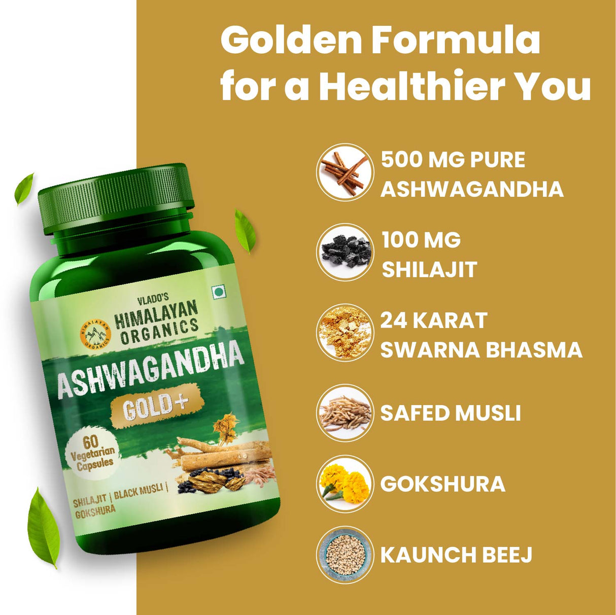 Himalayan Organics, Ashwagandha Gold Plus 