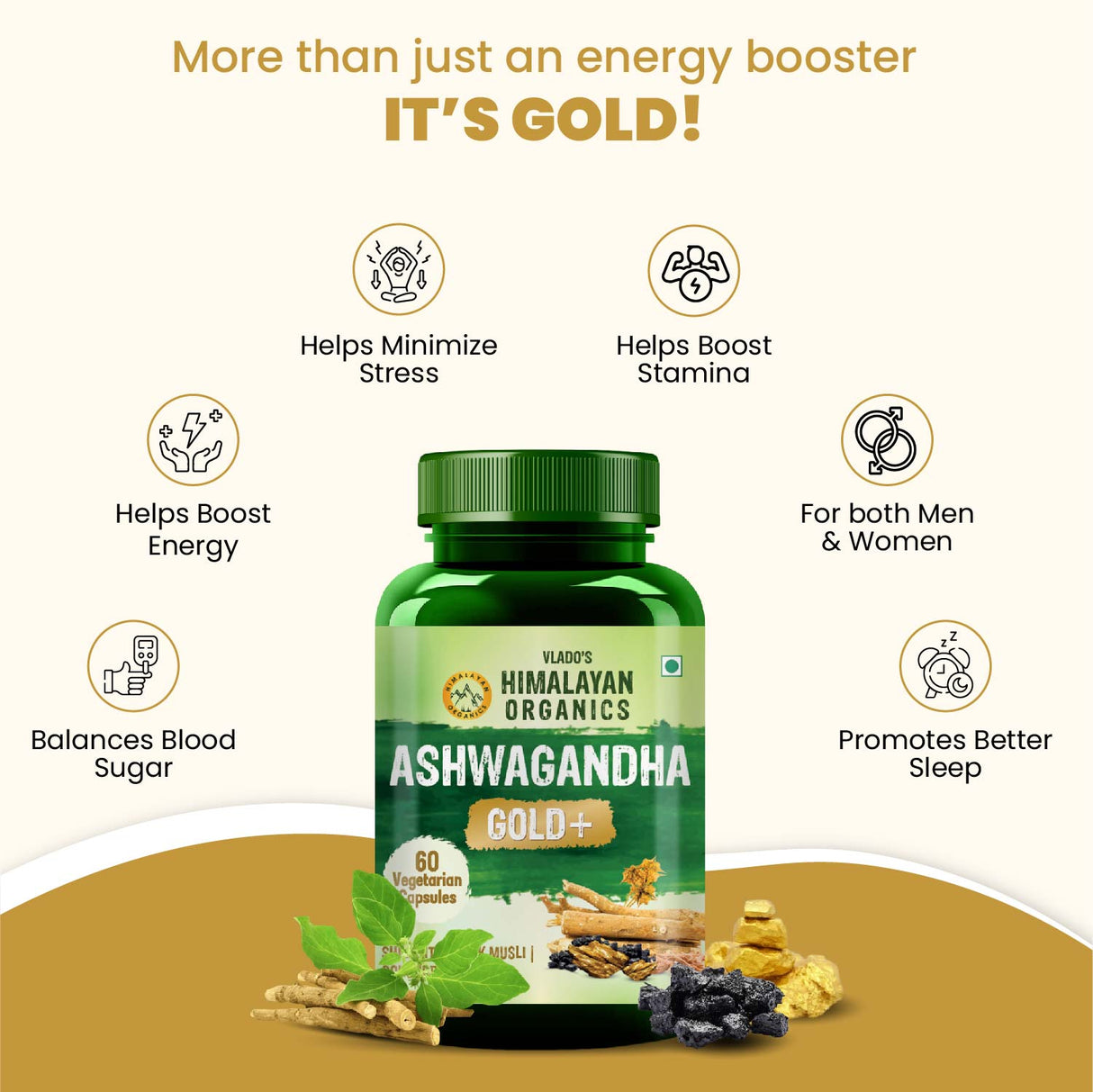 Himalayan Organics, Ashwagandha Gold Plus 