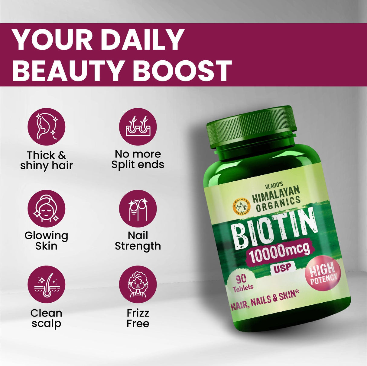 Himalayan Organics, Biotin USP, 10000mcg 