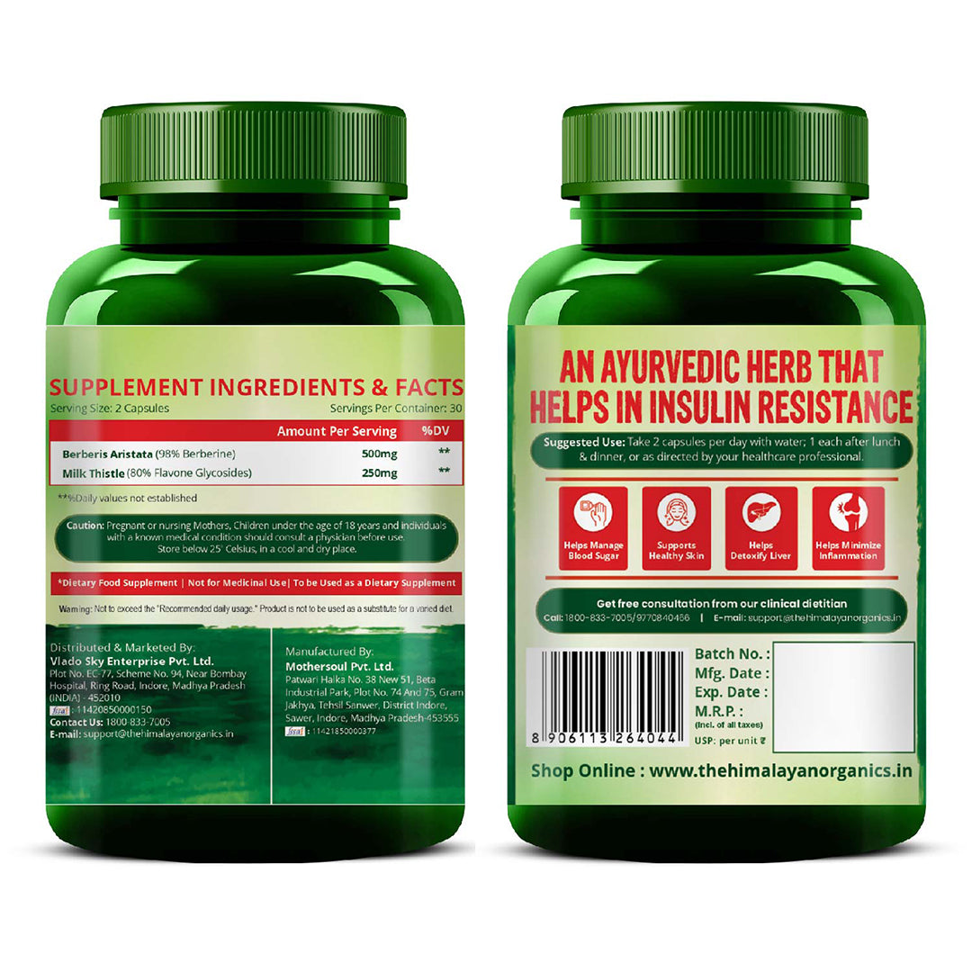 Himalayan Organics, Berberine with Milk Thistle, 750mg 