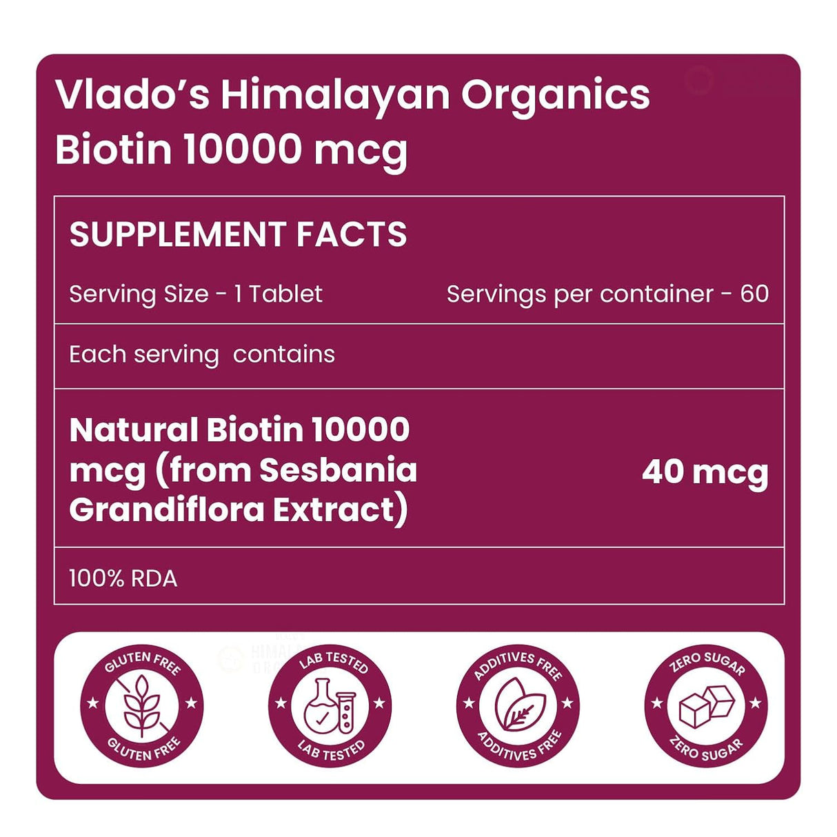 Himalayan Organics, Biotin, 10000mcg 