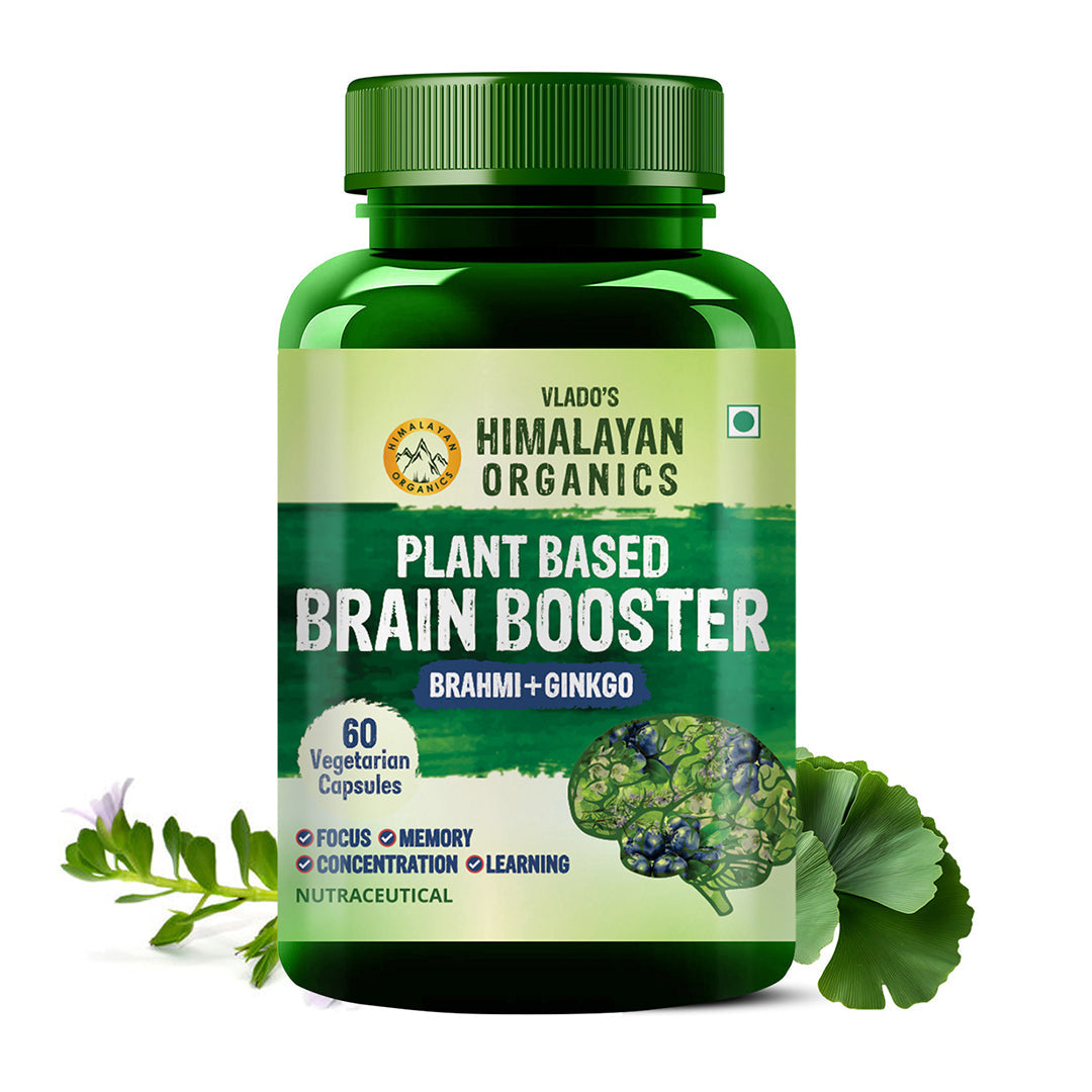 Himalayan Organics, Plant Based Brain Booster with Ginkgo Biloba Brahmi 