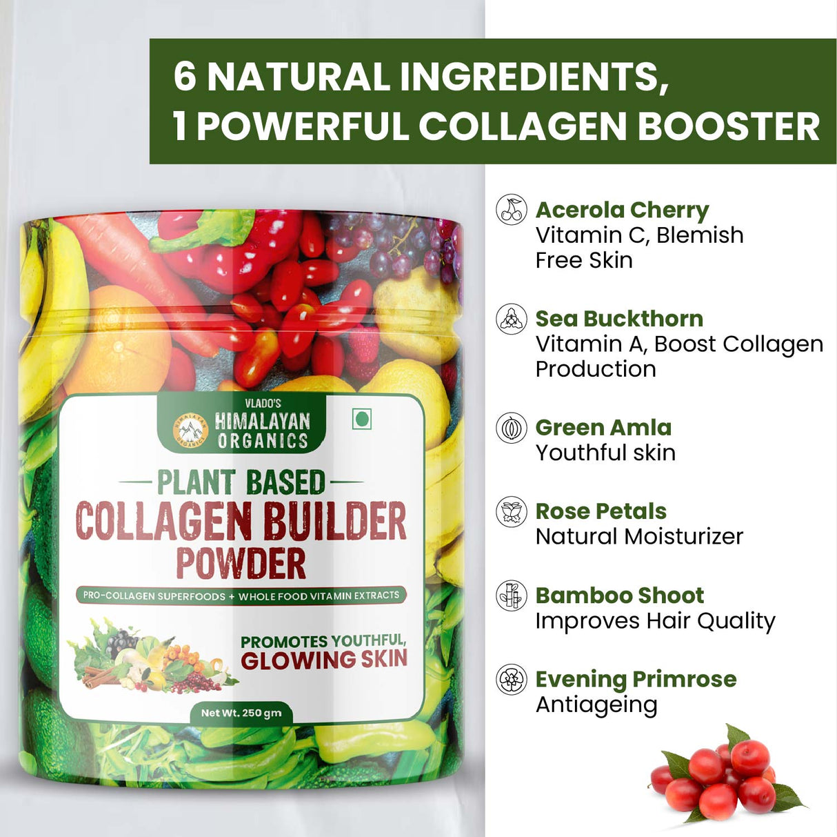 Himalayan Organics, Plant Based Collagen Builder Powder with Biotin Vitamin C 