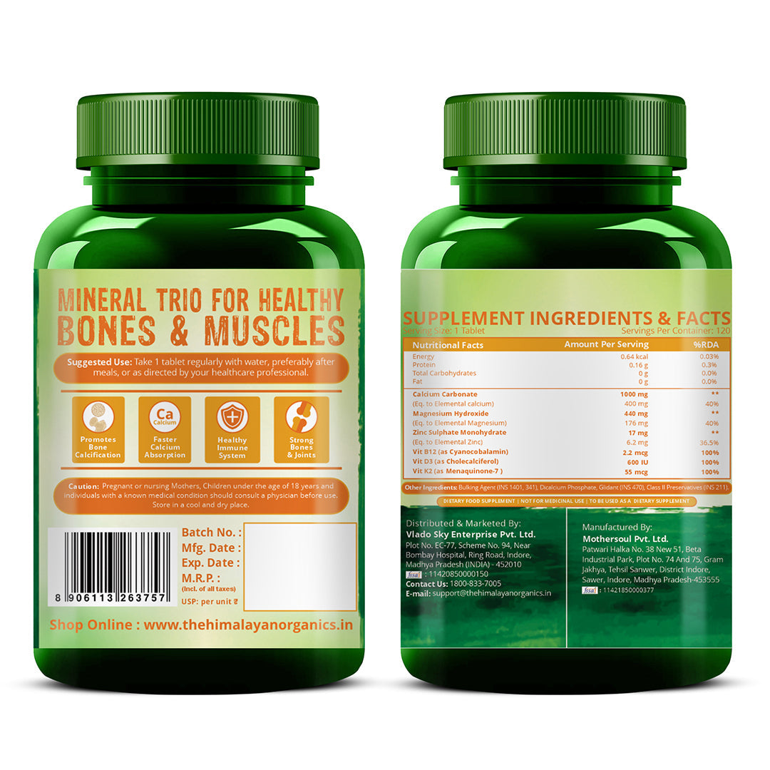 Himalayan Organics, Calcium Magnesium Zinc Vitamin D3 B12 K 
