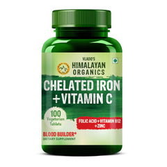 Vlado's Himalayan Organics, Chelated Iron Vitamin C B12 Zinc Folic Acid - 100 Veg Tablets