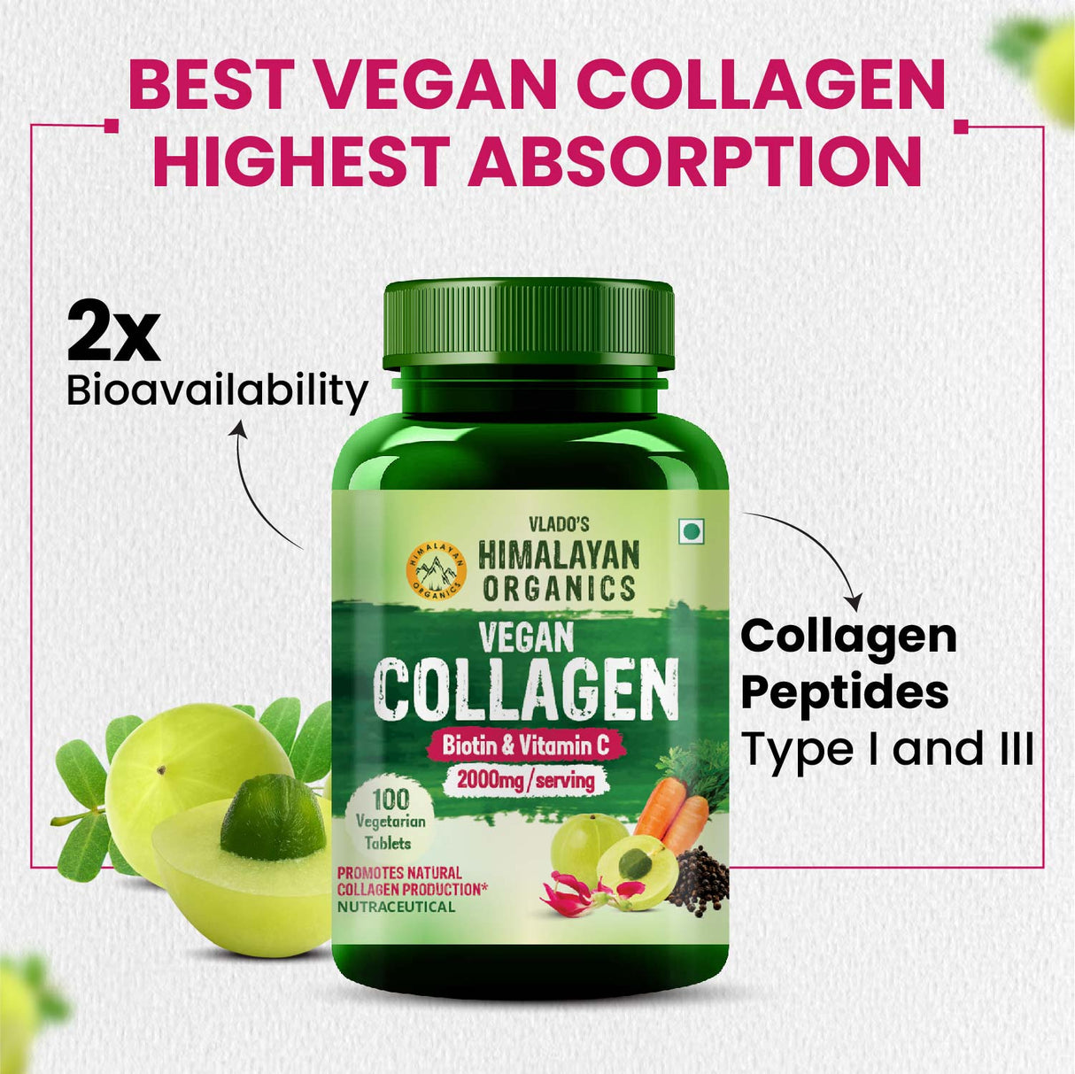 Himalayan Organics, Vegan Collagen, 2000mg 