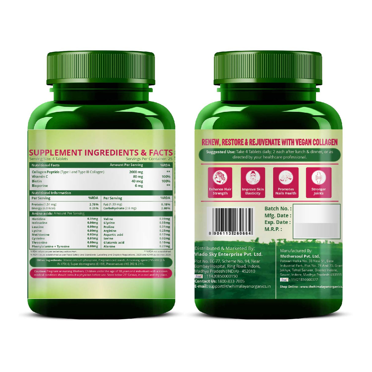Himalayan Organics, Vegan Collagen, 2000mg 