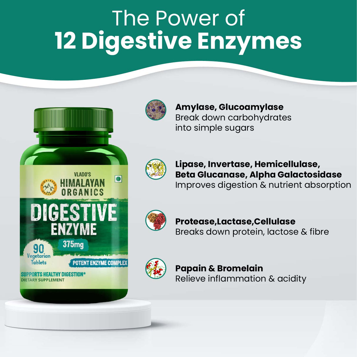 Himalayan Organics, Digestive Enzyme Bromelain Papain 