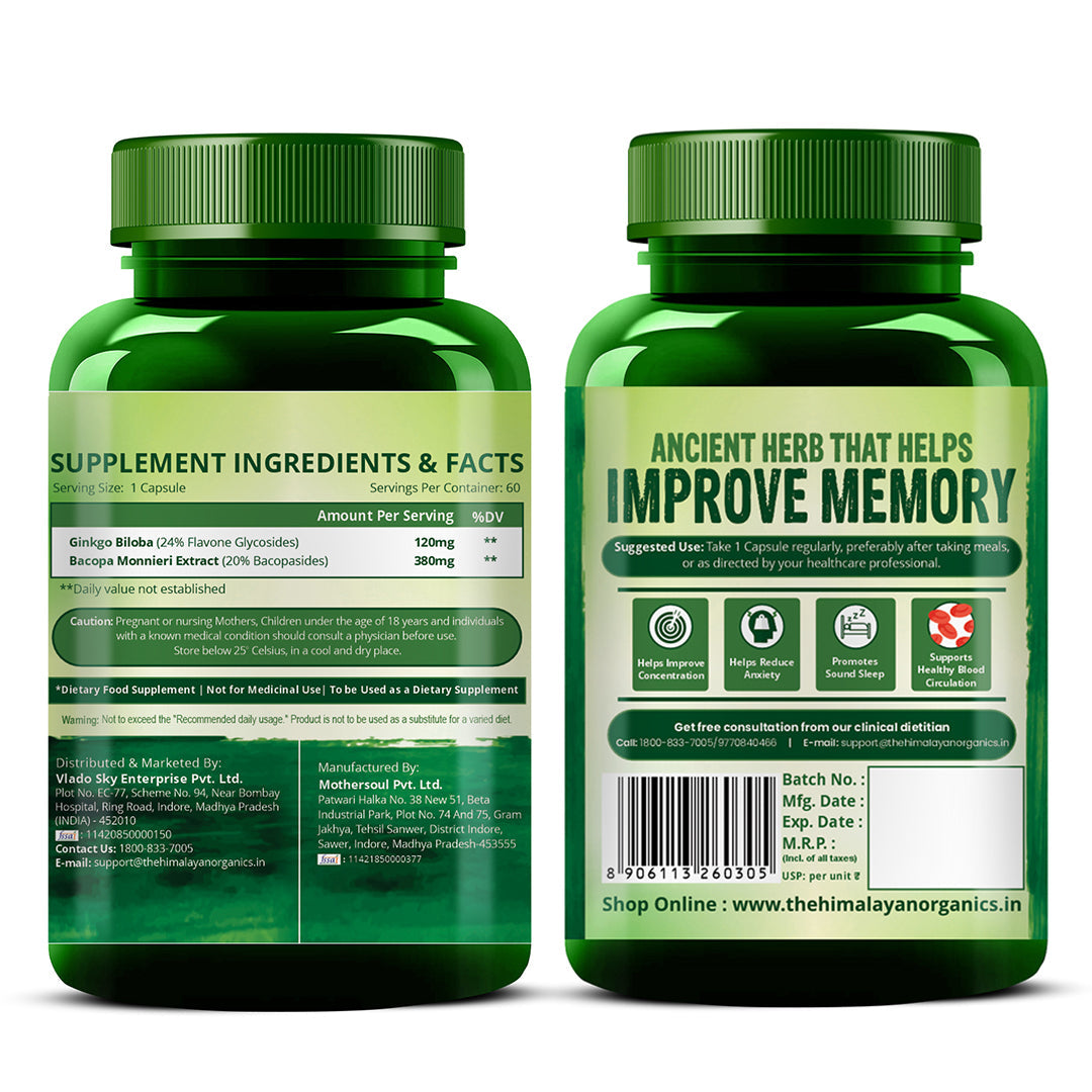 Himalayan Organics, Ginkgo Biloba with Brahmi, 500mg 
