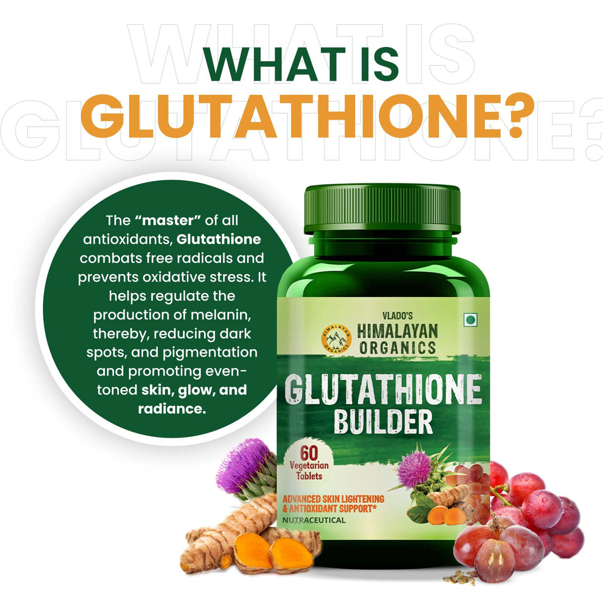Himalayan Organics, Glutathione Builder Vitamin C E B6 Curcumin 