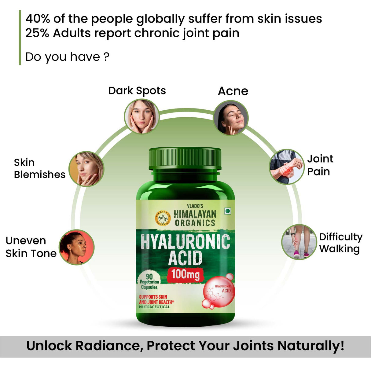 Himalayan Organics, Hyaluronic Acid, 100mg 