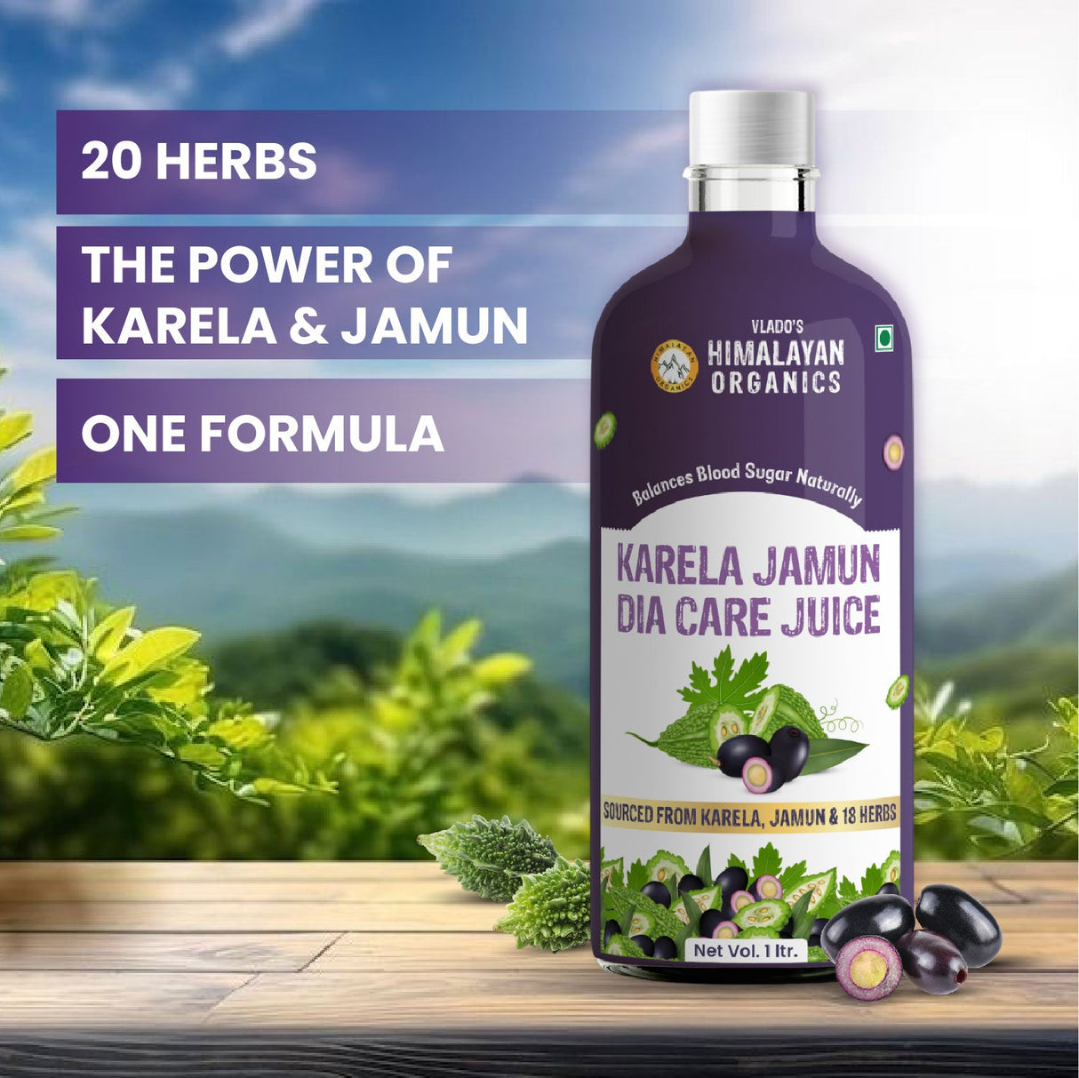 Himalayan Organics, Karela Jamun Juice with Ayurvedic Herbs 
