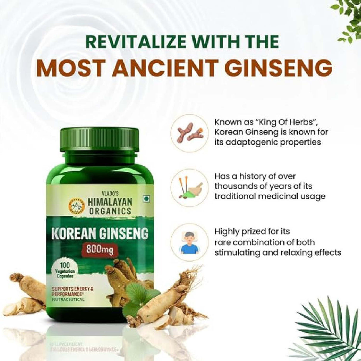 Himalayan Organics, Korean Red Ginseng, 800mg 
