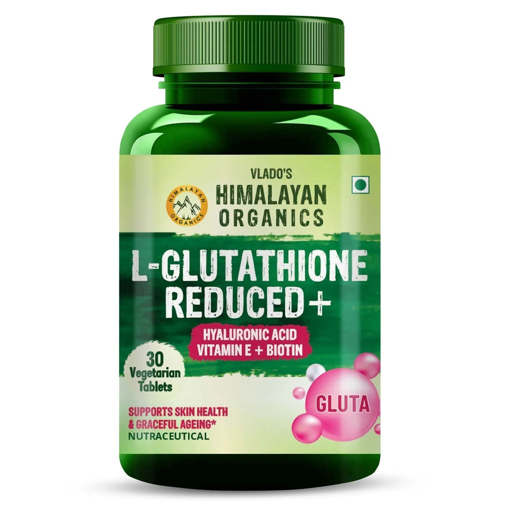 Vlado's Himalayan Organics, L-Glutathione with Hyaluronic Acid Vitamin E Biotin - 30 Veg Tablets