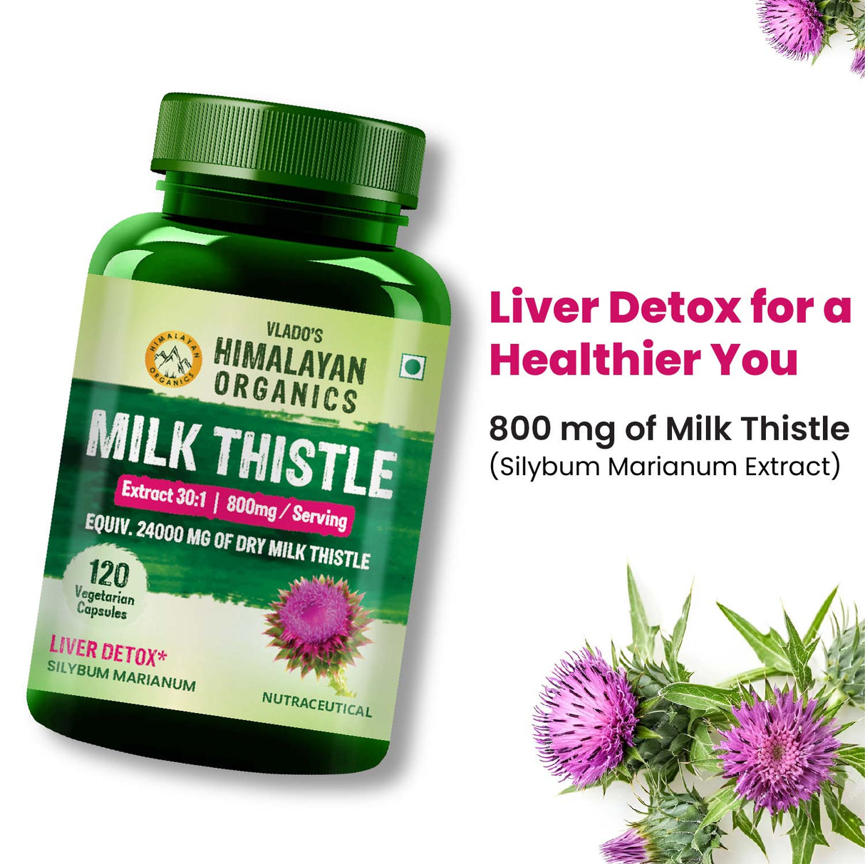 Himalayan Organics, Milk Thistle Extract, 800mg 