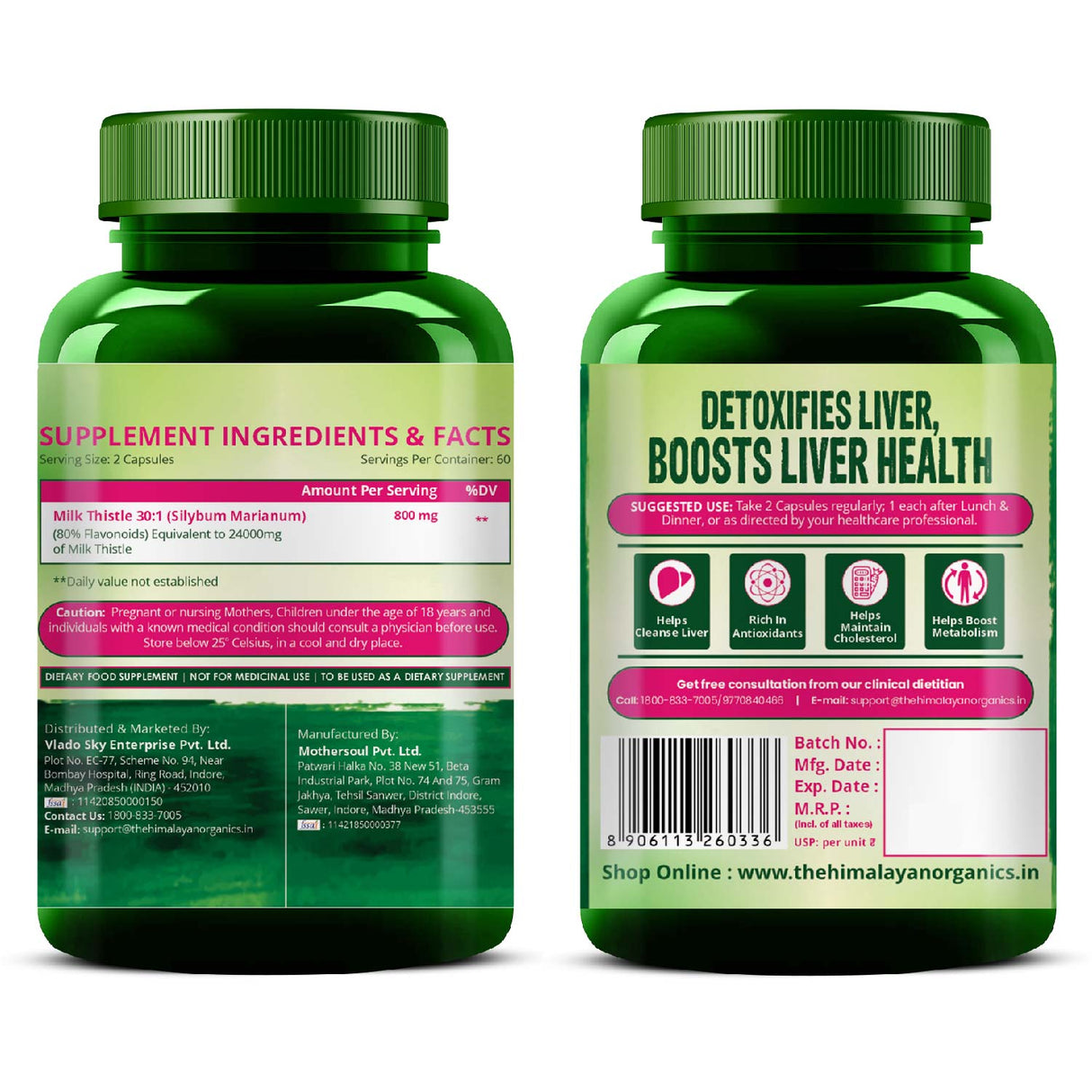 Himalayan Organics, Milk Thistle Extract, 800mg 
