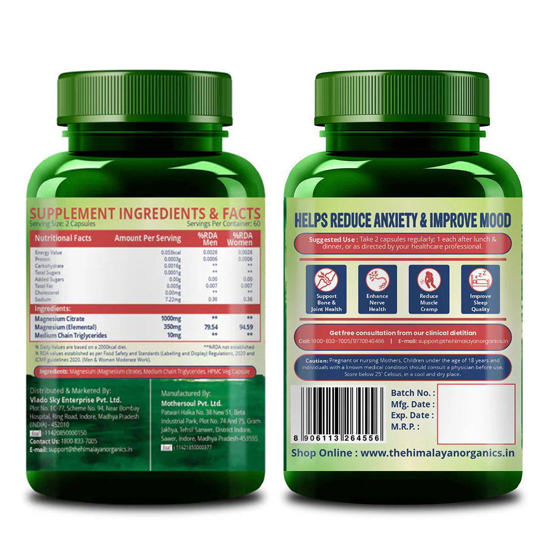 Himalayan Organics, Magnesium Citrate (Chelated), 1000mg 