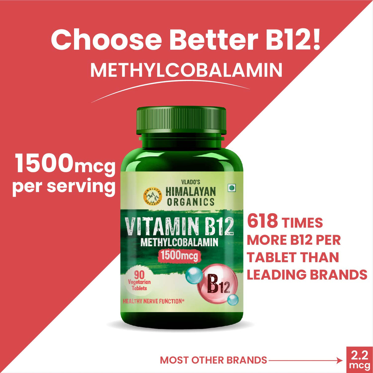 Himalayan Organics, Methylcobalamin B12, 1500mcg 