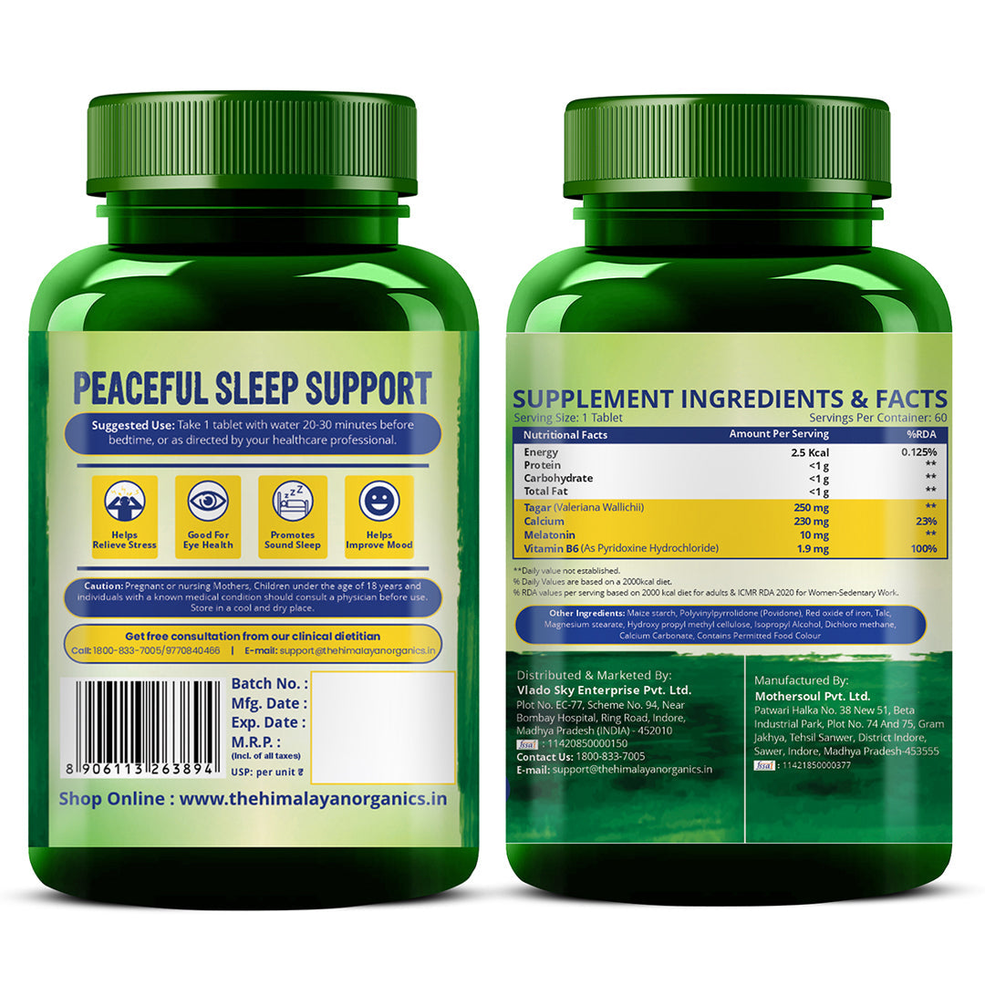 Himalayan Organics, Melatonin with Tagar Vitamin B6 Calcium 