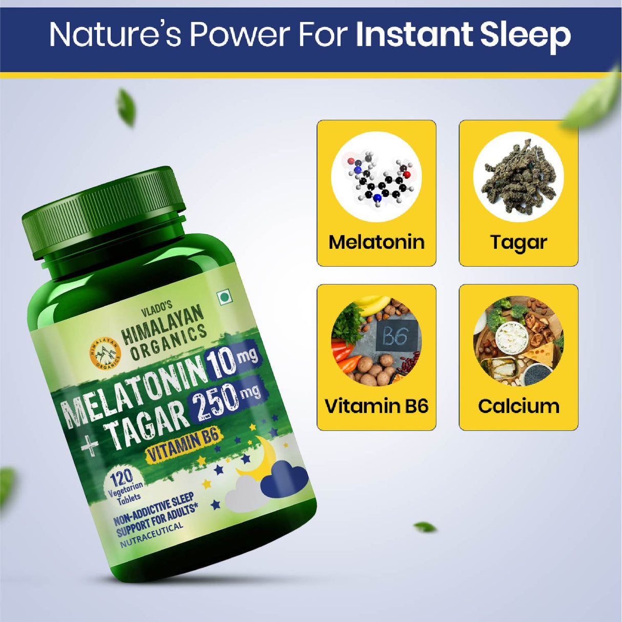 Himalayan Organics, Melatonin with Tagar Vitamin B6 Calcium 