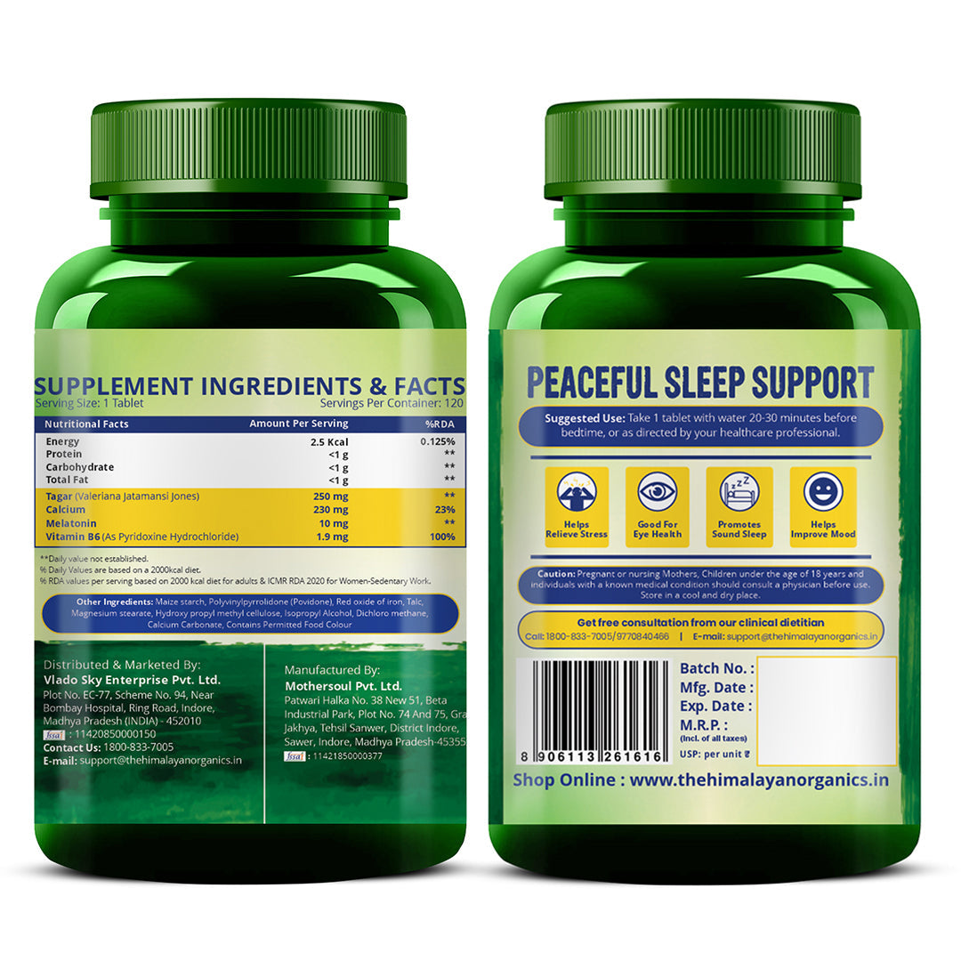 Himalayan Organics, Melatonin with Tagar Vitamin B6 Calcium 